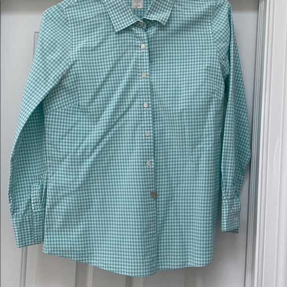 J. Crew Tops - J.Crew Mint Gingham Top. Size 8